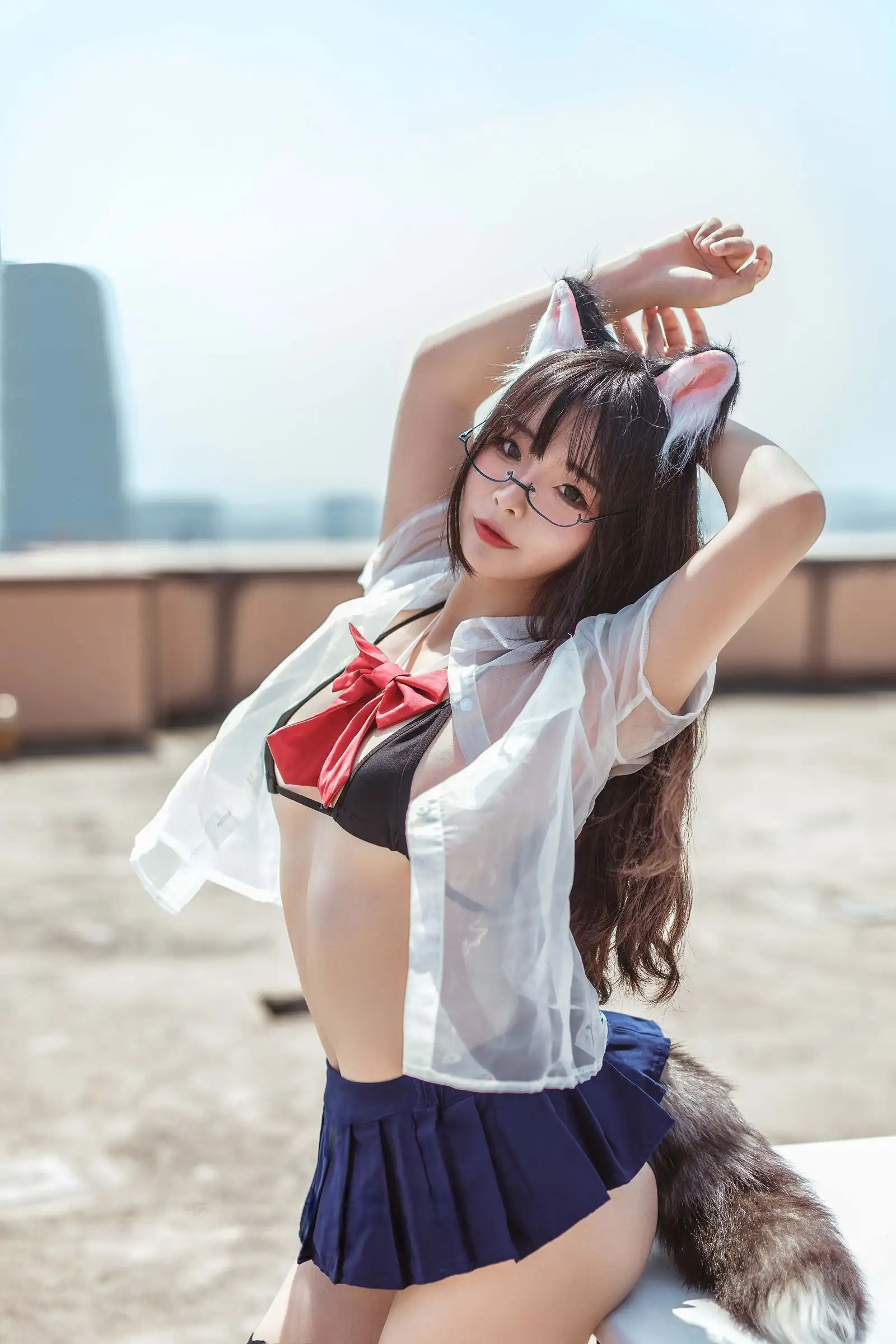 [yuuhui玉汇] NO.096 天台猫猫+黑犬机器人女友
