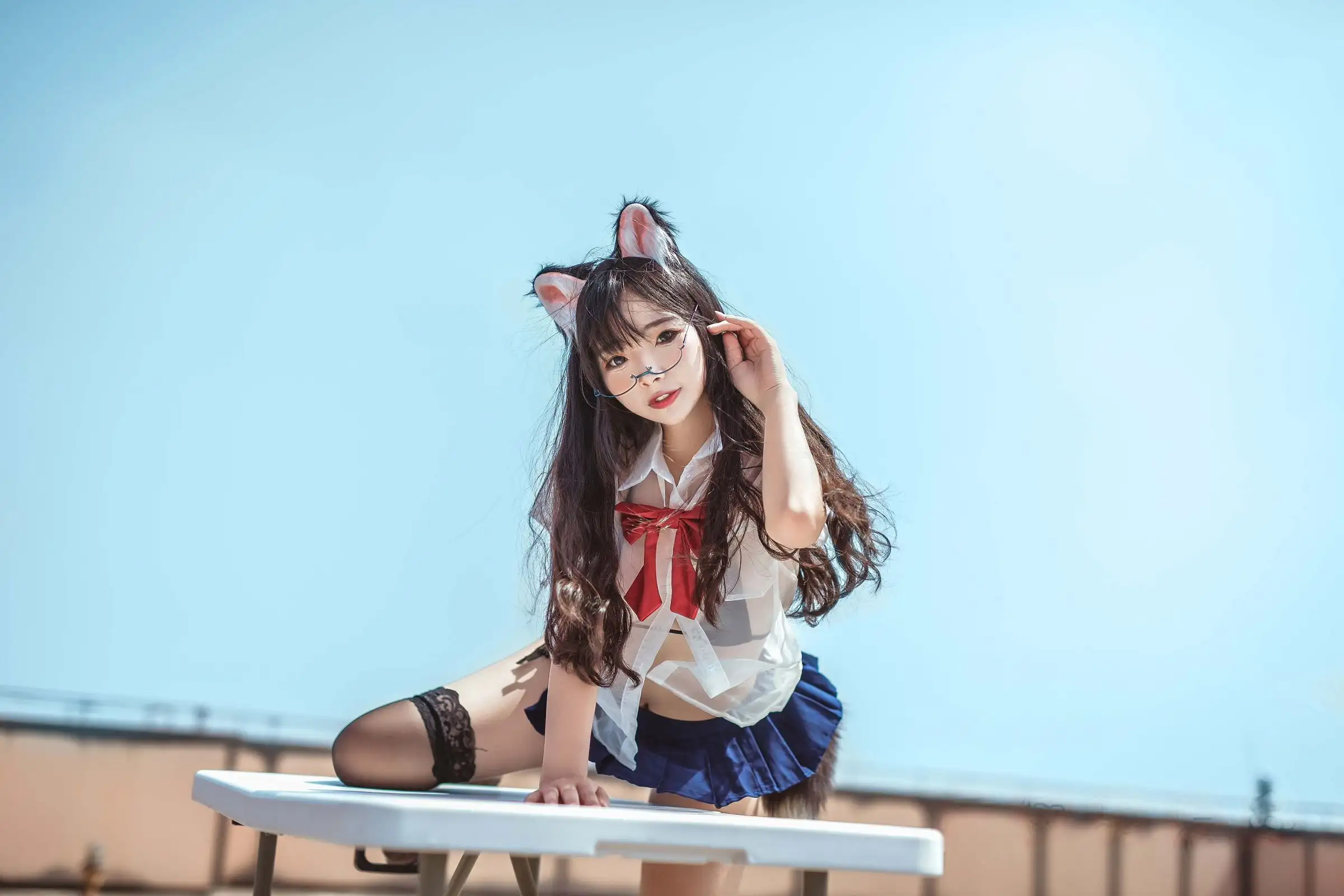 [yuuhui玉汇] NO.096 天台猫猫+黑犬机器人女友