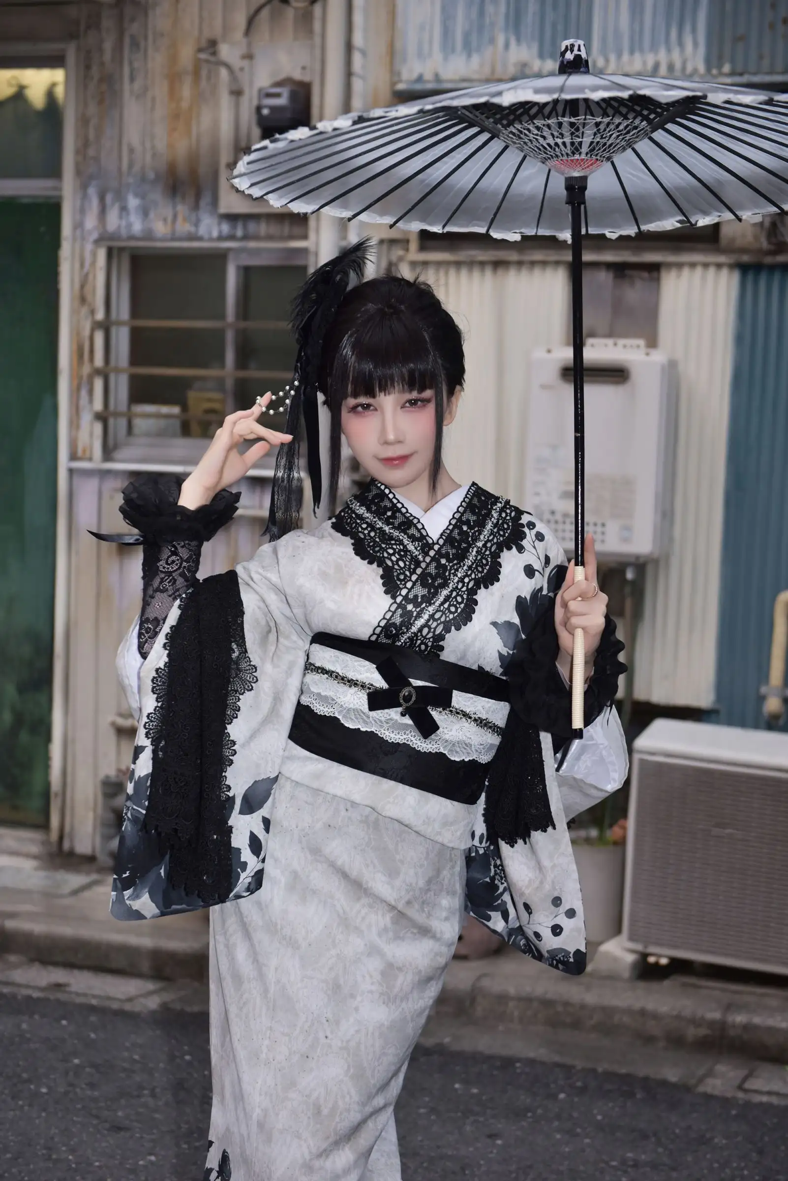 [水淼Aqua] NO.225 Black Lace Kimono