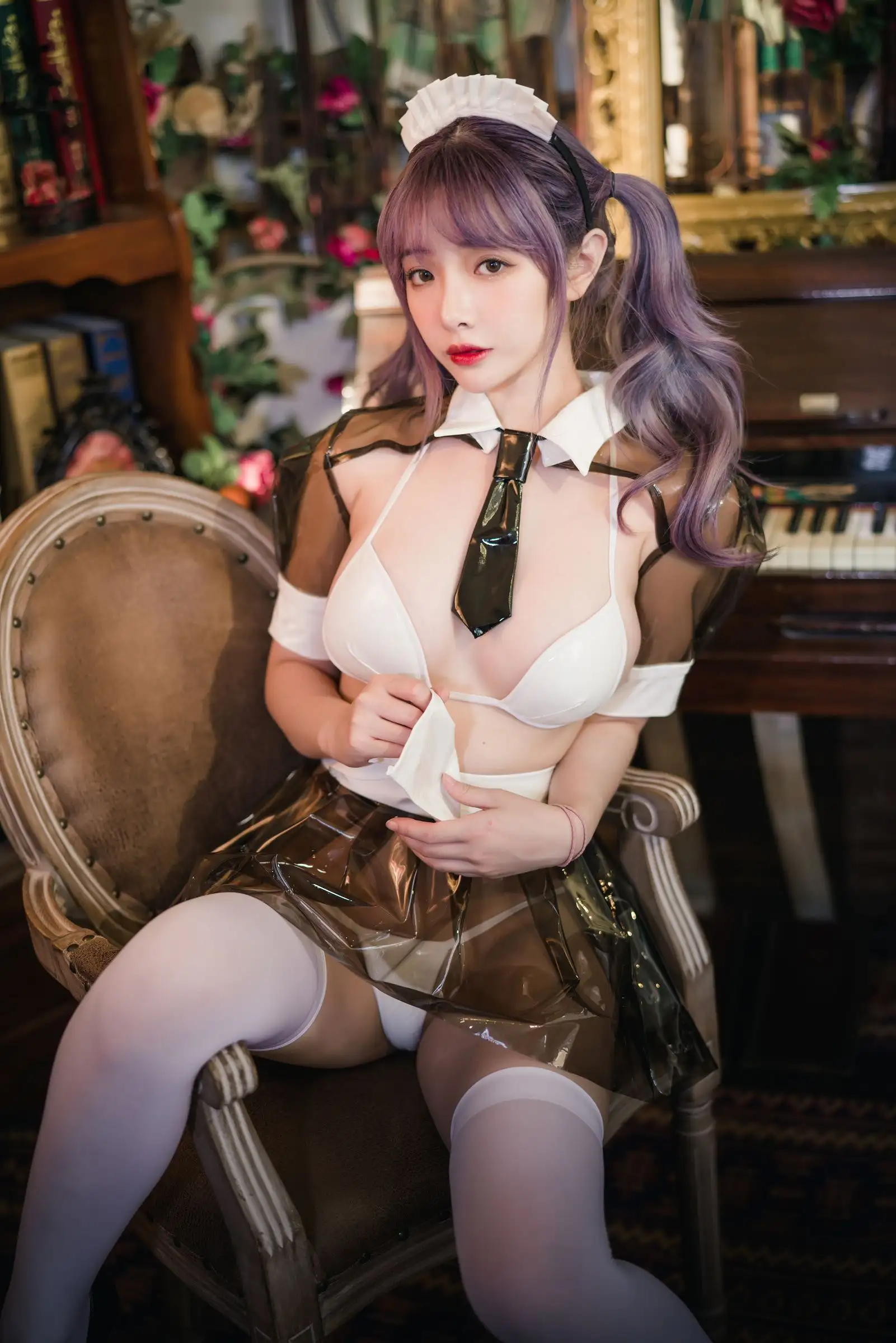 [雯妹不讲道理] NO.047 透明皮衣女仆