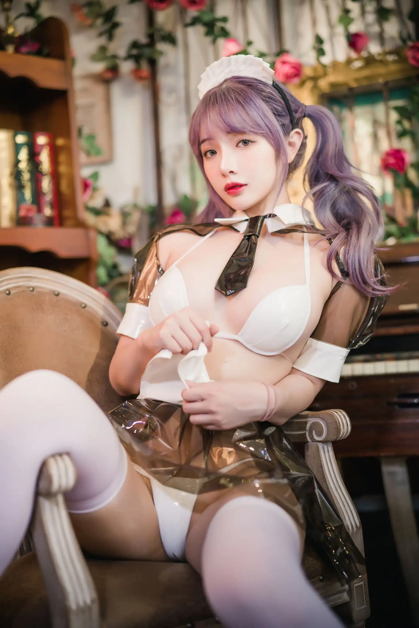 [雯妹不讲道理] NO.047 透明皮衣女仆