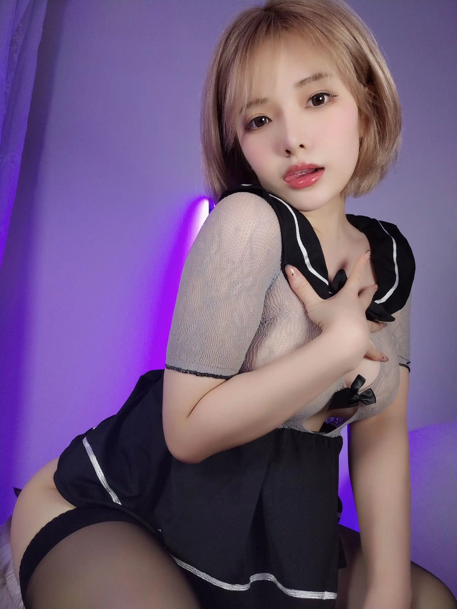 [雯妹不讲道理] NO.079 网纱JK